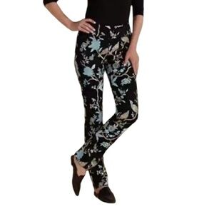 Soft Surroundings Black Floral Print Pants